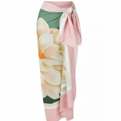 Image of One Piece Swimsuit Floral Print Beach Bathing Suit Set-FrenzyAfricanFashion.com