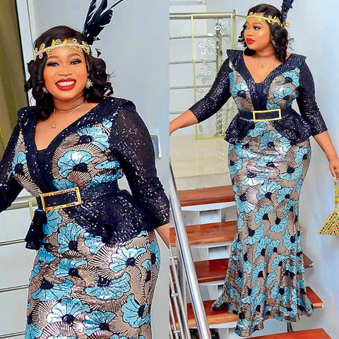 Image of Women Plus Size Mermaid Dress Luxury Sequin Bodycon Evening Dresses-FrenzyAfricanFashion.com