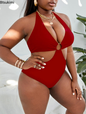 Image of Plus Size Swimsuits Ladies Printed Sexy One Piece Swimsuit Women Holiday Beachwear Bathing Suit Bikinis 2023-FrenzyAfricanFashion.com