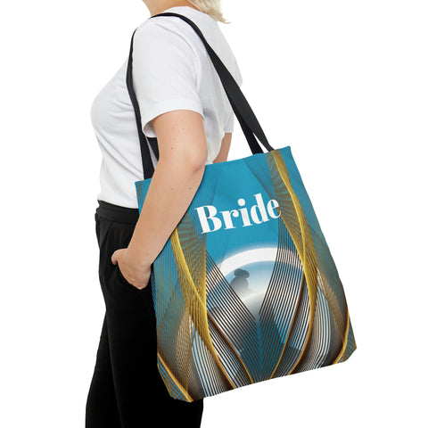 Image of Blue Bridal Tote | Custom Bridal Shower Gift Bag | Wedding Handbag | Gift For Bride | Beach Wedding Shoulder Bag-FrenzyAfricanFashion.com