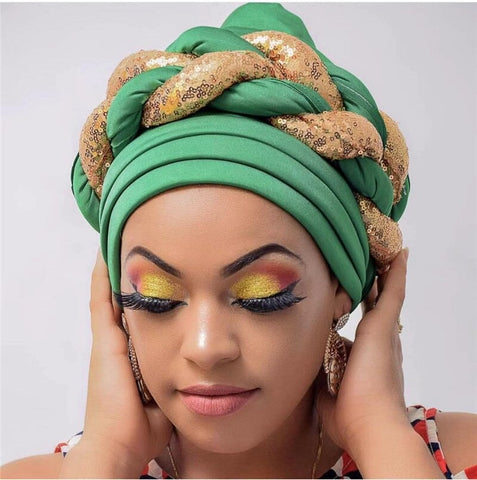 Image of Braided Twisted turbans Headwrap chemo Cap-FrenzyAfricanFashion.com