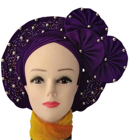 Image of Aso Oke Auto Gele headtie turban headtie hair wrap-FrenzyAfricanFashion.com