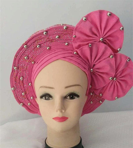 Image of Aso Oke Auto Gele headtie turban headtie hair wrap-FrenzyAfricanFashion.com