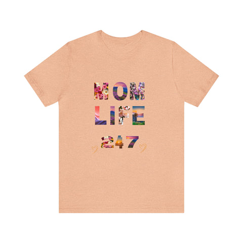 Image of Mom Short Sleeve Tees Shirts | Mom Life 247 | Women Top-FrenzyAfricanFashion.com