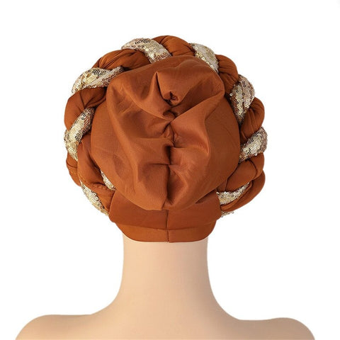 Image of Braided Twisted turbans Headwrap chemo Cap-FrenzyAfricanFashion.com