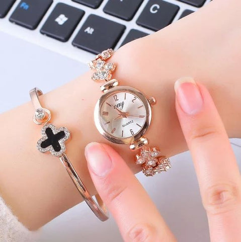 Image of Lodina Cay Crystal Rose Gold Watch-FrenzyAfricanFashion.com