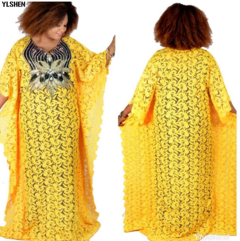 Image of Boubou Party African dress women Dashiki lace beaded embroidery-FrenzyAfricanFashion.com