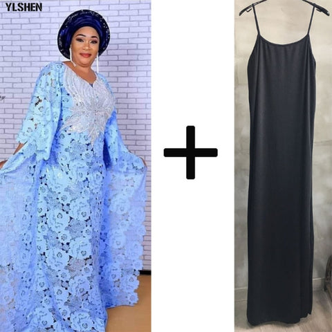 Image of Boubou Party African dress women Dashiki lace beaded embroidery-FrenzyAfricanFashion.com