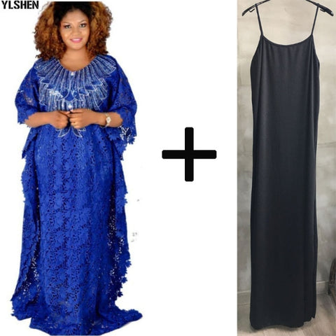 Image of Boubou Party African dress women Dashiki lace beaded embroidery-FrenzyAfricanFashion.com