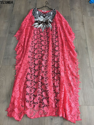 Image of Boubou Party African dress women Dashiki lace beaded embroidery-FrenzyAfricanFashion.com