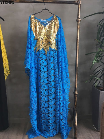Image of Boubou Party African dress women Dashiki lace beaded embroidery-FrenzyAfricanFashion.com