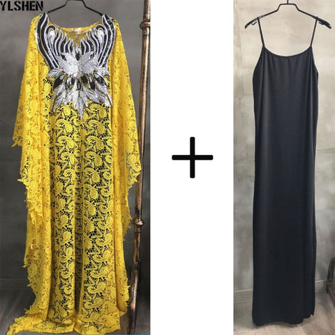 Image of Boubou Party African dress women Dashiki lace beaded embroidery-FrenzyAfricanFashion.com