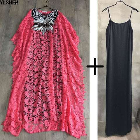 Image of Boubou Party African dress women Dashiki lace beaded embroidery-FrenzyAfricanFashion.com