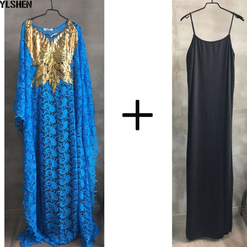 Image of Boubou Party African dress women Dashiki lace beaded embroidery-FrenzyAfricanFashion.com