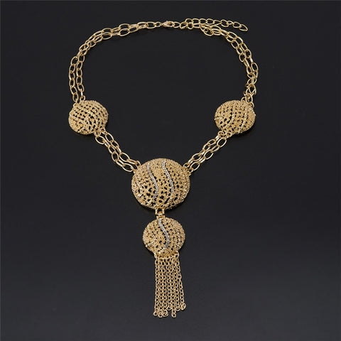 Image of Lorna Designs African Gold Beads women Dubai jewelry sets necklace Earrings Set-FrenzyAfricanFashion.com
