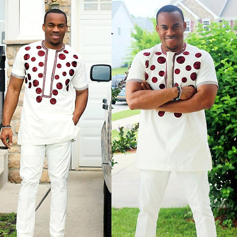 Image of Unisex embroidery design top with pants for men and women-FrenzyAfricanFashion.com