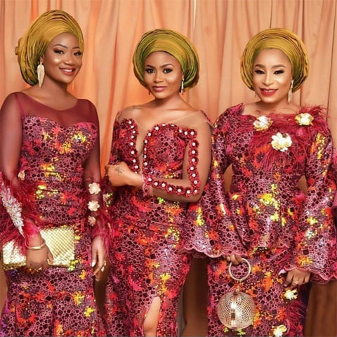 Image of Embroidery Sequins Organza French Mesh Net Sequence Lace Fabric Africa Nigeria Party-FrenzyAfricanFashion.com