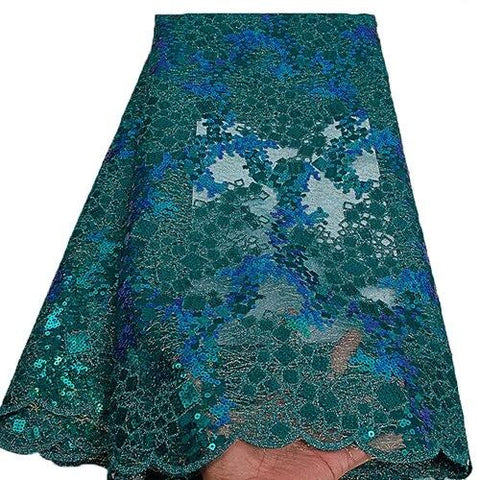 Image of Embroidery Sequins Organza French Mesh Net Sequence Lace Fabric Africa Nigeria Party-FrenzyAfricanFashion.com