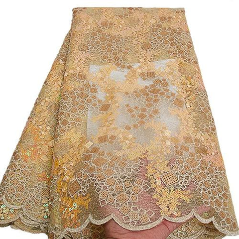 Image of Embroidery Sequins Organza French Mesh Net Sequence Lace Fabric Africa Nigeria Party-FrenzyAfricanFashion.com