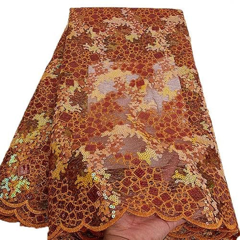 Image of Embroidery Sequins Organza French Mesh Net Sequence Lace Fabric Africa Nigeria Party-FrenzyAfricanFashion.com