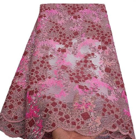 Image of Embroidery Sequins Organza French Mesh Net Sequence Lace Fabric Africa Nigeria Party-FrenzyAfricanFashion.com