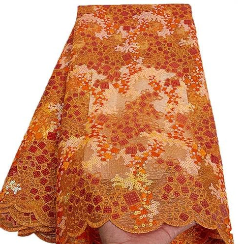 Image of Embroidery Sequins Organza French Mesh Net Sequence Lace Fabric Africa Nigeria Party-FrenzyAfricanFashion.com