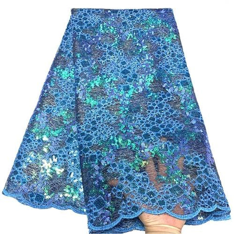 Image of Embroidery Sequins Organza French Mesh Net Sequence Lace Fabric Africa Nigeria Party-FrenzyAfricanFashion.com