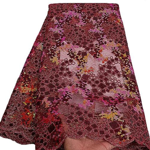 Image of Embroidery Sequins Organza French Mesh Net Sequence Lace Fabric Africa Nigeria Party-FrenzyAfricanFashion.com
