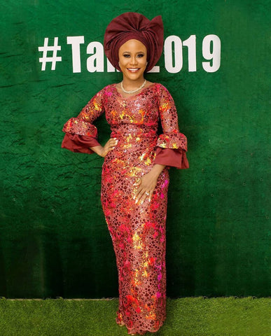 Image of Embroidery Sequins Organza French Mesh Net Sequence Lace Fabric Africa Nigeria Party-FrenzyAfricanFashion.com