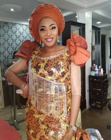 Image of Embroidery Sequins Organza French Mesh Net Sequence Lace Fabric Africa Nigeria Party-FrenzyAfricanFashion.com