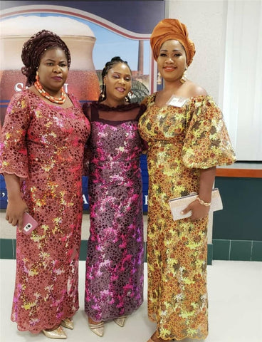 Image of Embroidery Sequins Organza French Mesh Net Sequence Lace Fabric Africa Nigeria Party-FrenzyAfricanFashion.com