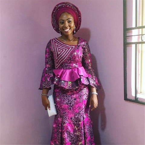 Image of Embroidery Sequins Organza French Mesh Net Sequence Lace Fabric Africa Nigeria Party-FrenzyAfricanFashion.com