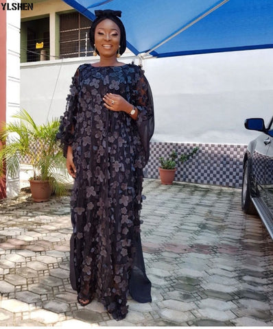 Image of Boubou Party African dress women Dashiki lace beaded embroidery-FrenzyAfricanFashion.com