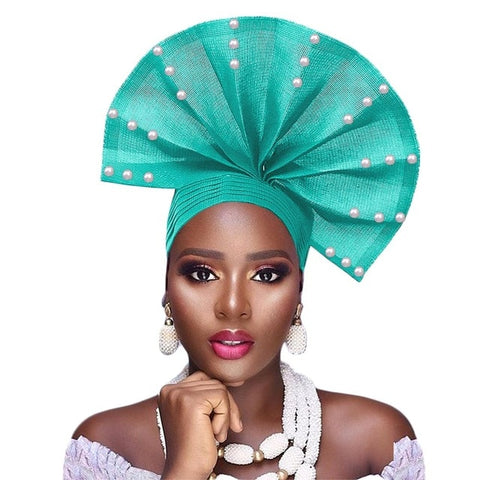 Image of Auto Gele fan Shape Headwear-FrenzyAfricanFashion.com