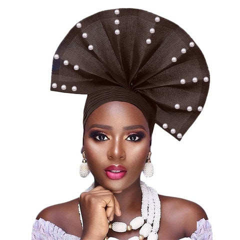 Image of Auto Gele fan Shape Headwear-FrenzyAfricanFashion.com