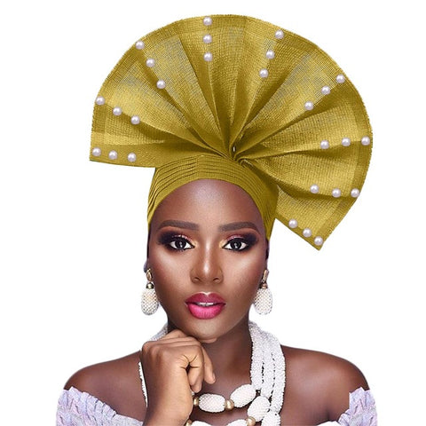 Image of Auto Gele fan Shape Headwear-FrenzyAfricanFashion.com