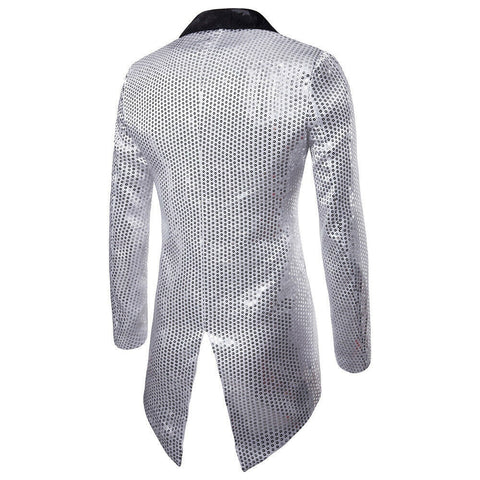 Image of Men's Blazer Tail Sequin Casual Slim Fit Formal One Button Suit Coat collar Jacket-FrenzyAfricanFashion.com