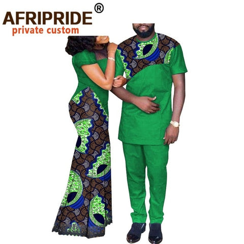 Image of African Couples Clothing Matching Set Green-FrenzyAfricanFashion.com