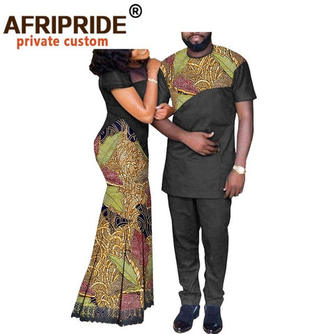 Image of African Couples Clothing Matching Set Green-FrenzyAfricanFashion.com