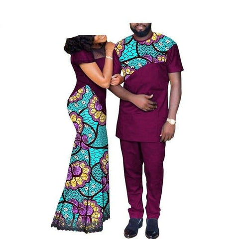 Image of African Couples Clothing Matching Set Green-FrenzyAfricanFashion.com
