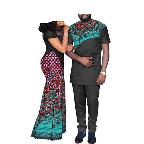Image of African Couples Clothing Matching Set Green-FrenzyAfricanFashion.com