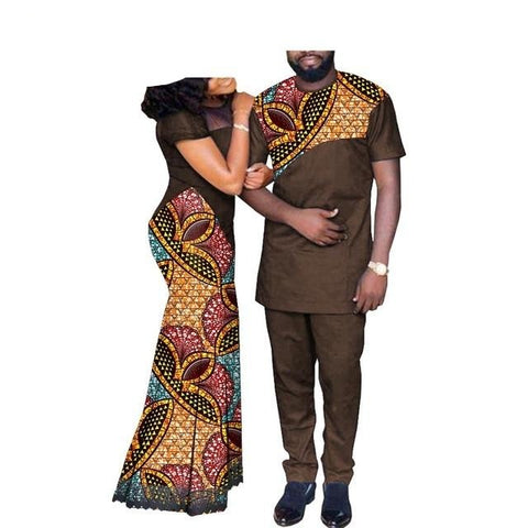 Image of African Couples Clothing Matching Set Green-FrenzyAfricanFashion.com