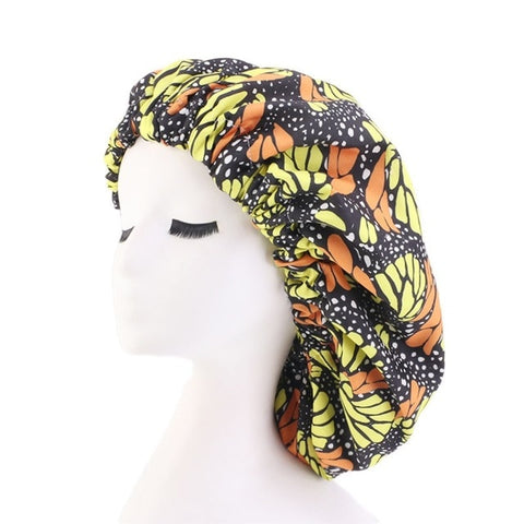 Image of Ankara Pattern Satin Lined Bonnet Women Long Ribbon Headwrap-FrenzyAfricanFashion.com