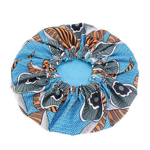 Image of Ankara Pattern Satin Lined Bonnet Women Long Ribbon Headwrap-FrenzyAfricanFashion.com