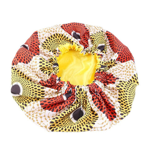 Image of Ankara Pattern Satin Lined Bonnet Women Long Ribbon Headwrap-FrenzyAfricanFashion.com