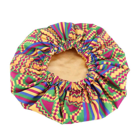 Image of Ankara Pattern Satin Lined Bonnet Women Long Ribbon Headwrap-FrenzyAfricanFashion.com