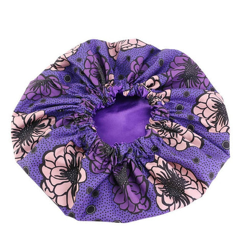 Image of Ankara Pattern Satin Lined Bonnet Women Long Ribbon Headwrap-FrenzyAfricanFashion.com