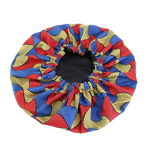 Image of Ankara Pattern Satin Lined Bonnet Women Long Ribbon Headwrap-FrenzyAfricanFashion.com