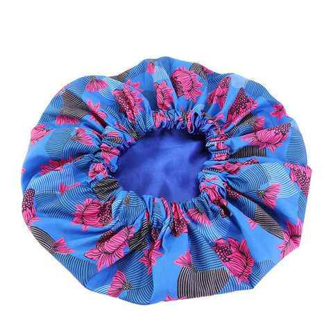 Image of Ankara Pattern Satin Lined Bonnet Women Long Ribbon Headwrap-FrenzyAfricanFashion.com