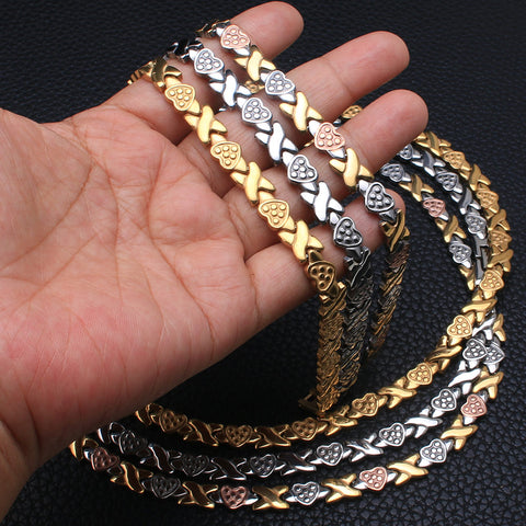 Image of Stainless Steel Silver and Gold Chain Necklace Bracelet Jewelry Set-FrenzyAfricanFashion.com